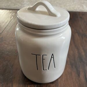 Rae Dunn By Magenta TEA Ceramic LL  Canister Limited Edition Style With Flat Lid